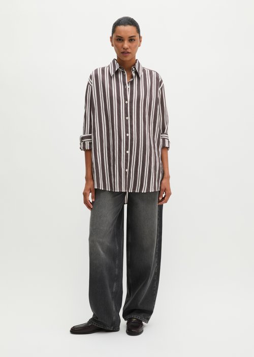 Regular-Fit Striped Shirt — Dark Red