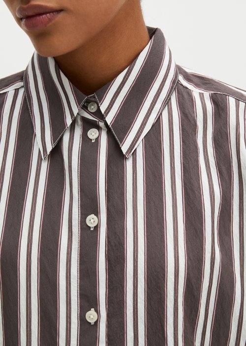 Regular-Fit Striped Shirt — Dark Red
