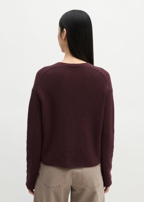 V-neck cardigan relaxed — Black Cherry