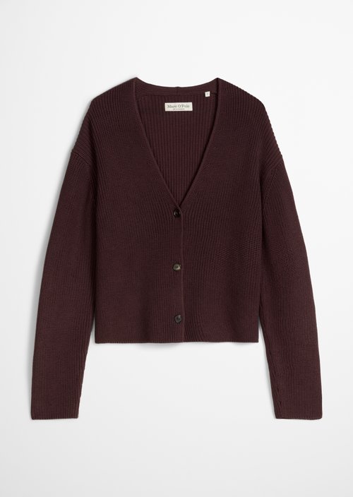 V-neck cardigan relaxed — Black Cherry