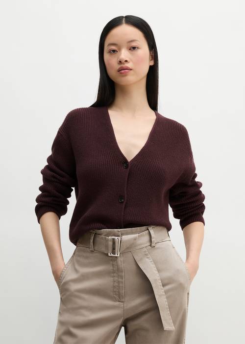 Cardigan col V relaxed Black Cherry en vue de face