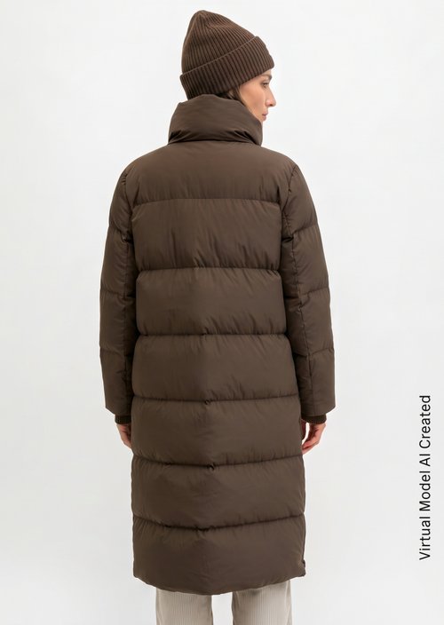 Regular-Fit Down-Filled Coat — Burnt Coffee