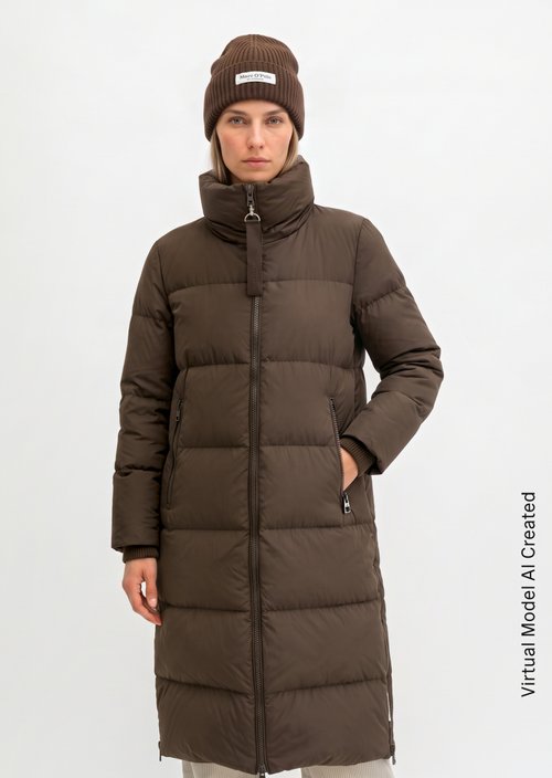 Regular-Fit Down-Filled Coat — Burnt Coffee