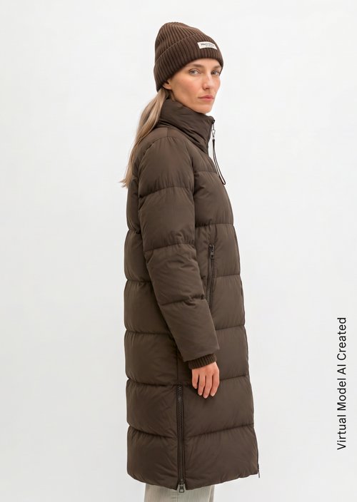 Regular-Fit Down-Filled Coat — Burnt Coffee