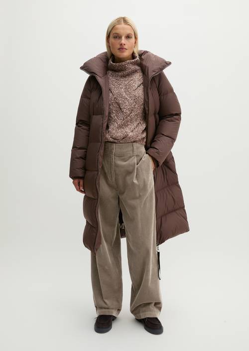Regular-Fit Down-Filled Coat Burnt Coffee in front view