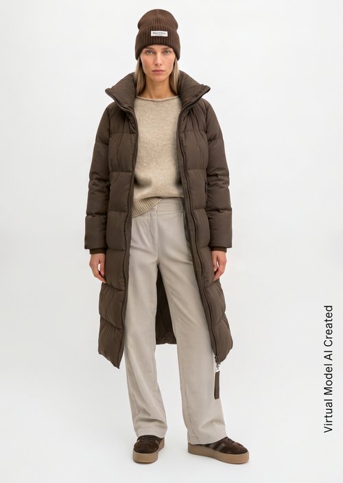 Regular-Fit Down-Filled Coat — Burnt Coffee