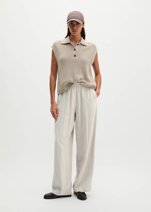 Strick-Poloshirt relaxed Natural in Frontalansicht