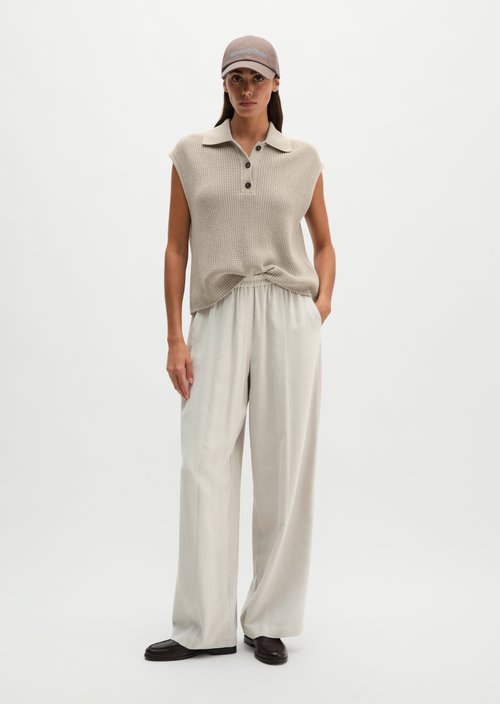 Relaxed knit polo shirt — Natural