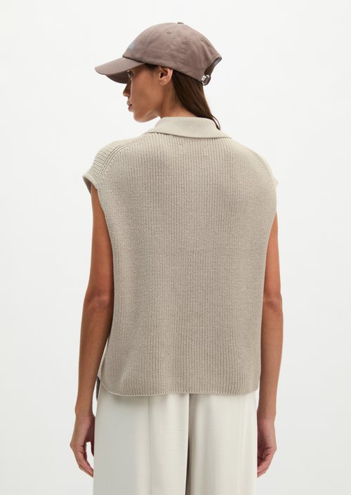 Relaxed knit polo shirt — Natural