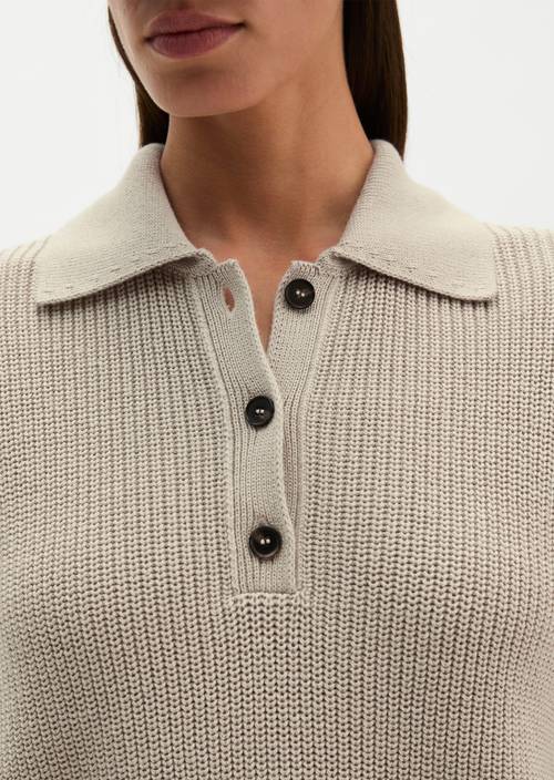 Strick-Poloshirt relaxed Natural in Detailansicht