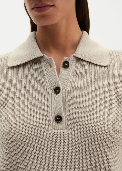 Relaxed knit polo shirt — Natural