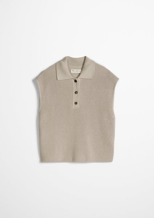Relaxed knit polo shirt — Natural