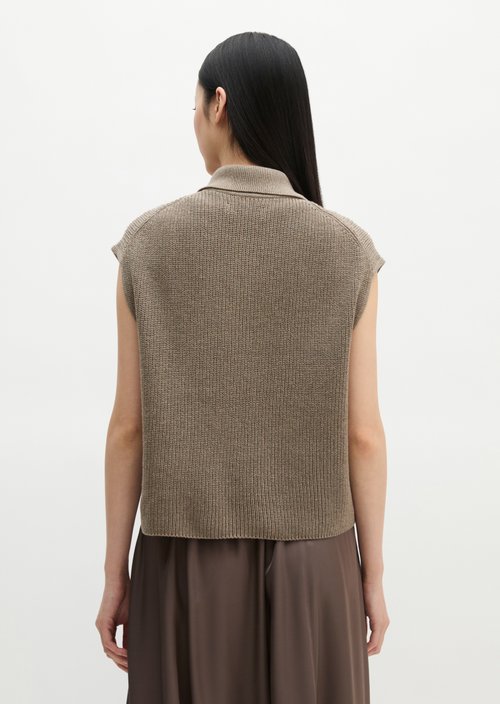 Relaxed knit polo shirt — Stone Taupe Melange