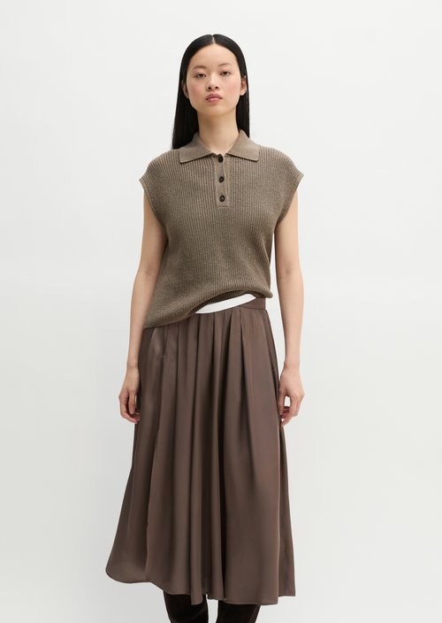 Relaxed knit polo shirt — Stone Taupe Melange