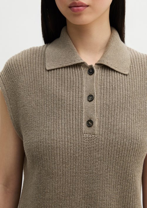 Relaxed knit polo shirt — Stone Taupe Melange