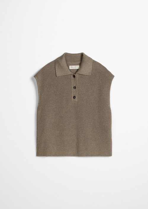 Relaxed knit polo shirt — Stone Taupe Melange