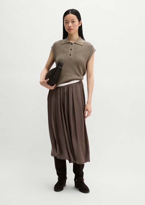 Relaxed knit polo shirt — Stone Taupe Melange