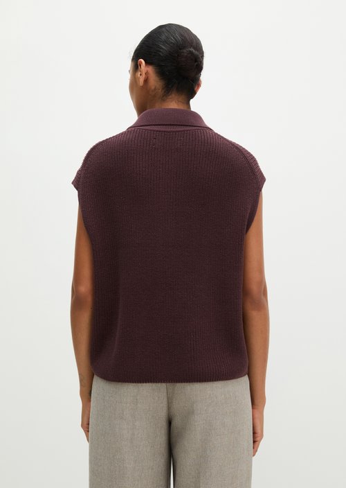 Relaxed knit polo shirt — Black Cherry