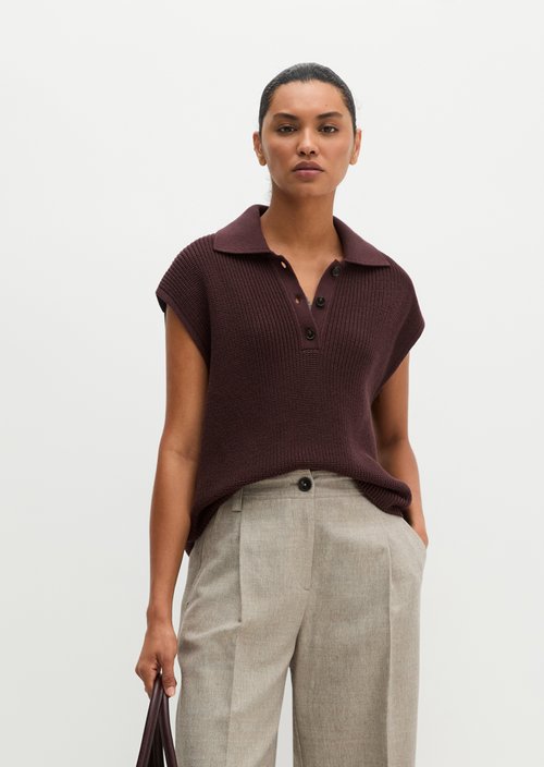 Relaxed knit polo shirt — Black Cherry