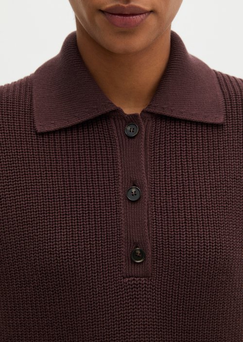 Relaxed knit polo shirt — Black Cherry