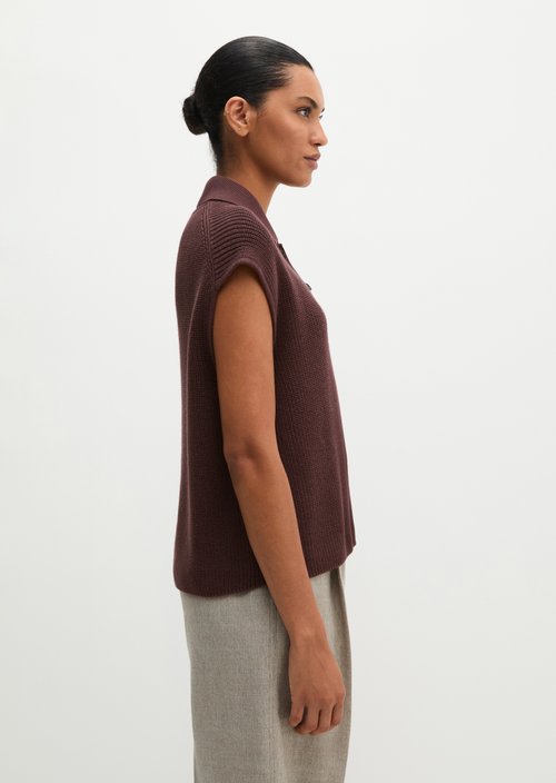 Relaxed knit polo shirt — Black Cherry