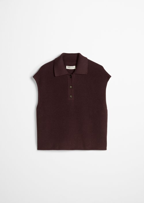 Relaxed knit polo shirt — Black Cherry