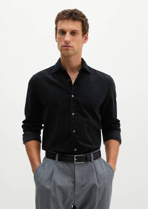 Cord shirt-style Black in front view