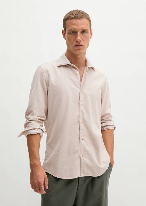Cord shirt-style Linen Beige in front view