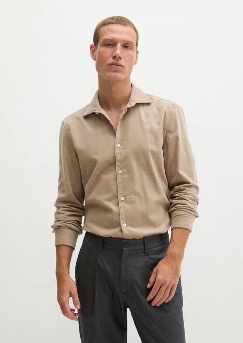 Cord-Hemd shaped Charleston Gray in Frontalansicht