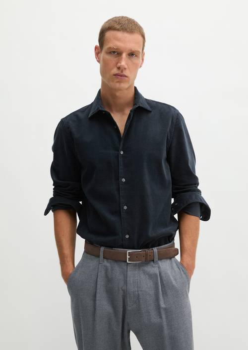 Cord shirt-style Dark Navy in front view