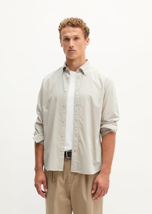 Corduroy Shirt, Regular Fit — Linen Beige