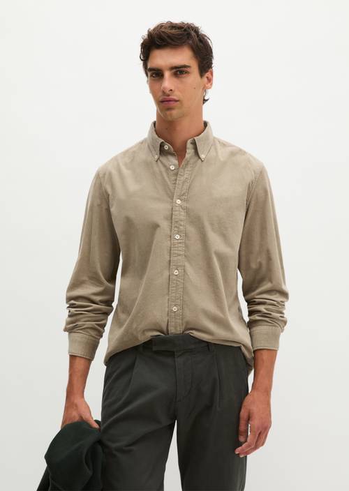 Cord-Hemd regular Charleston Gray in Frontalansicht
