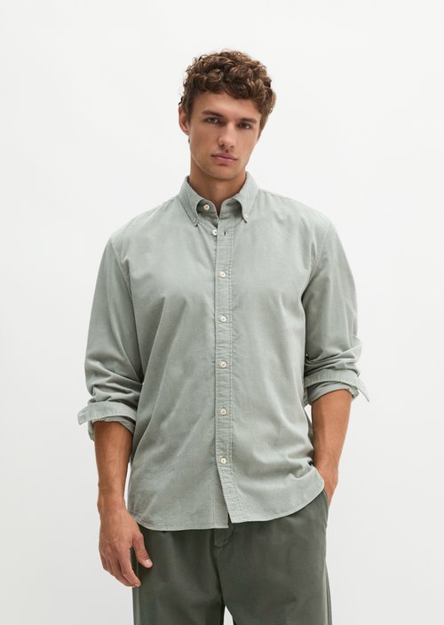 Corduroy Shirt, Regular Fit — Faded Mint