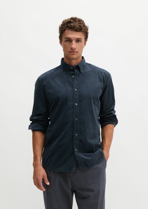 Corduroy Shirt, Regular Fit — Dark Navy