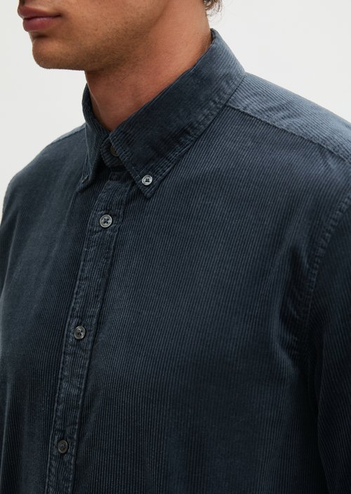 Corduroy Shirt, Regular Fit — Dark Navy