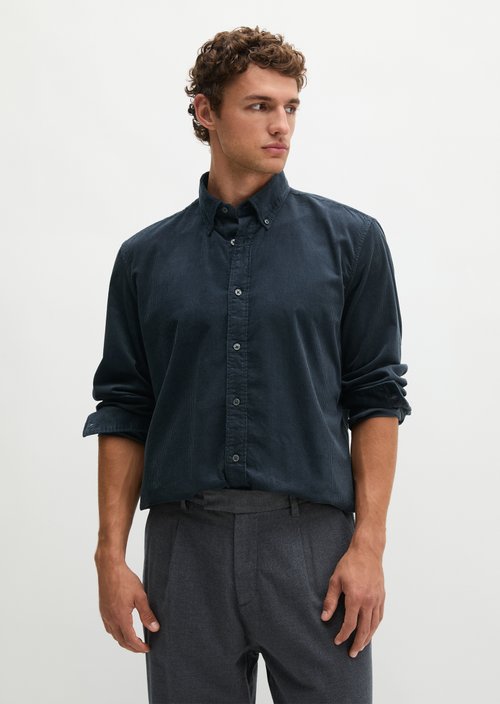 Corduroy Shirt, Regular Fit — Dark Navy