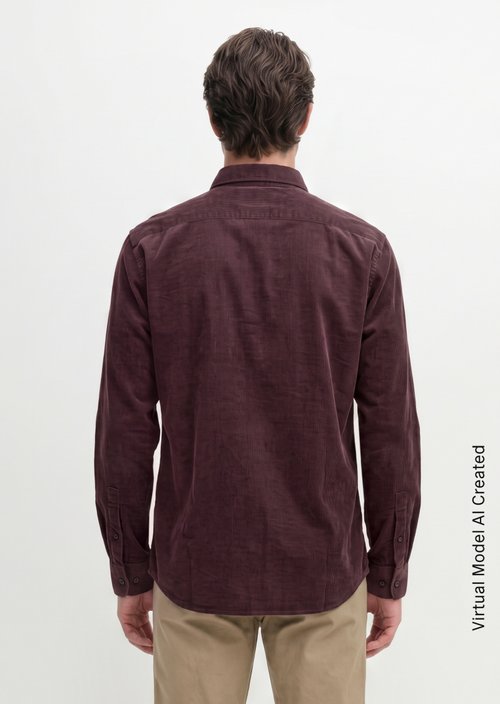 Corduroy Shirt, Regular Fit — Deep Mullberry