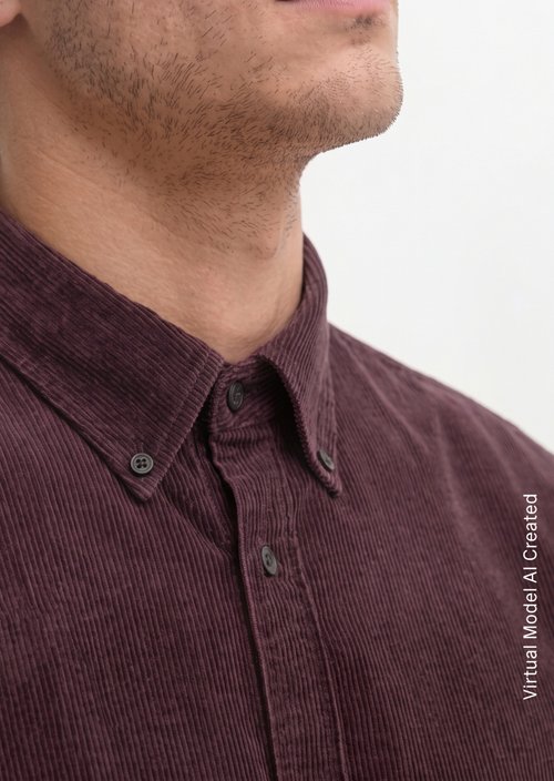 Corduroy Shirt, Regular Fit — Deep Mullberry