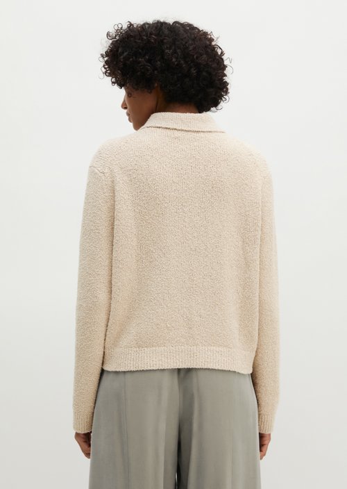 Relaxed knit polo shirt — Natural