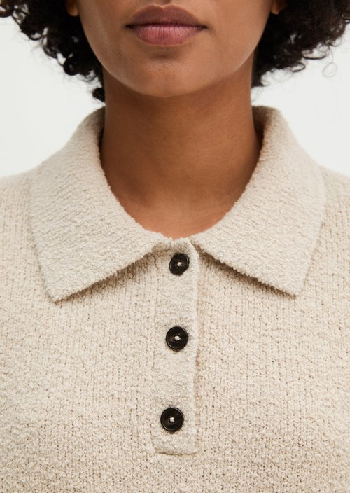 Relaxed knit polo shirt — Natural