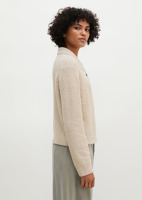 Relaxed knit polo shirt — Natural