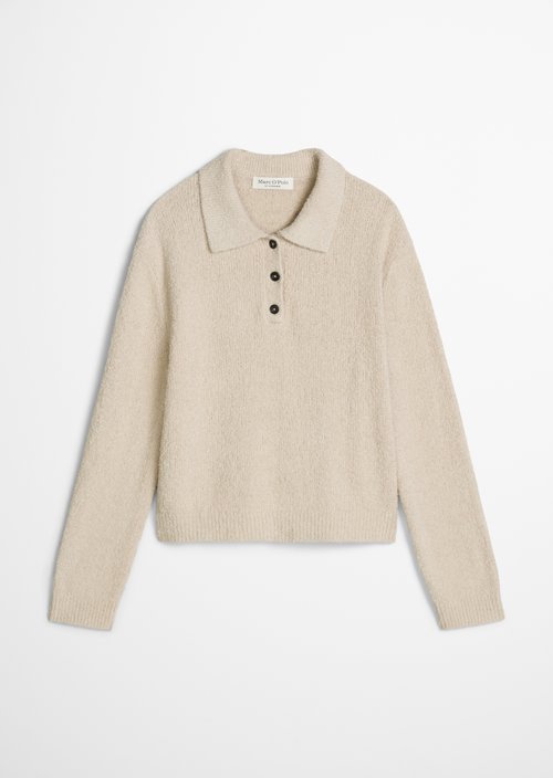 Relaxed knit polo shirt — Natural