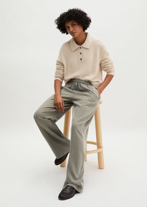 Relaxed knit polo shirt — Natural