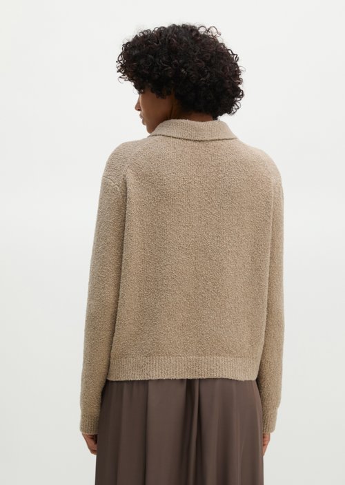 Relaxed knit polo shirt — Stone Taupe Melange