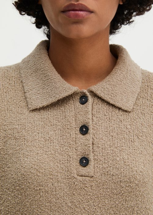 Relaxed knit polo shirt — Stone Taupe Melange