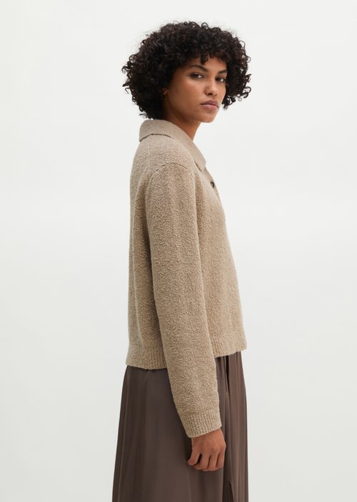 Relaxed knit polo shirt — Stone Taupe Melange