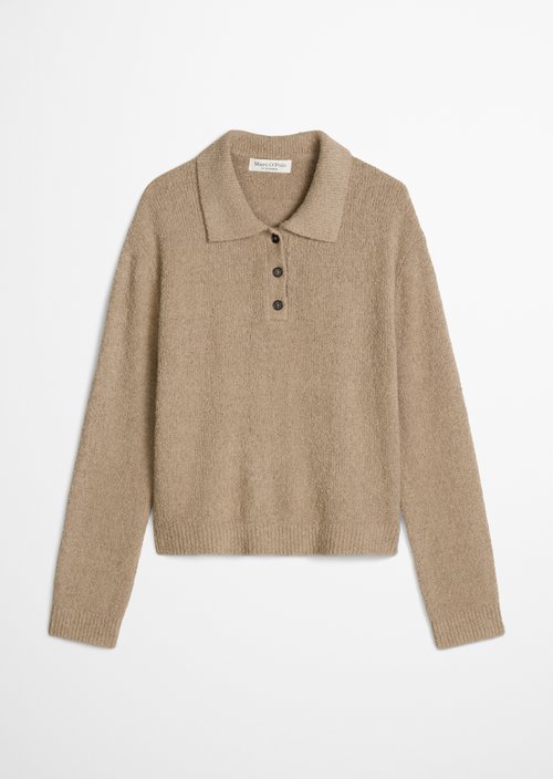 Relaxed knit polo shirt — Stone Taupe Melange