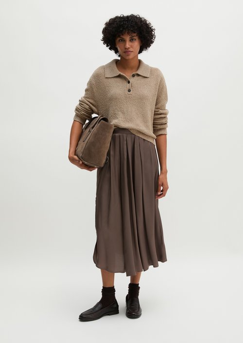 Relaxed knit polo shirt — Stone Taupe Melange