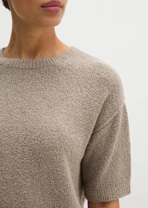 Pull à manches courtes loose Stone Taupe Melange en vue détaillée