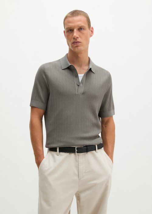 Regular-fit knit polo shirt — Graphite Dust